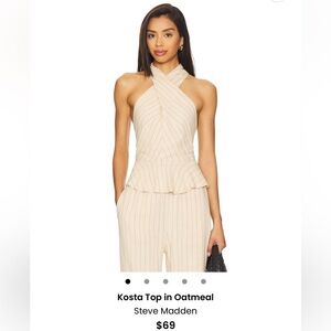REVOLVE Oatmeal Halter Peplum Top